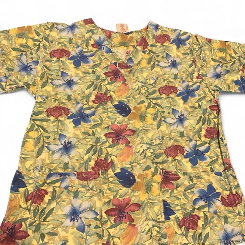 Yellow floral scrubs